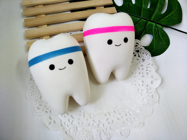 Wholesale 10.5cm Novelty Jumbo Squishy Tooth Slow Rising Kawaii Soft Squishies Squeeze Cute Cell Phone Strap Toys Kids Baby Gift