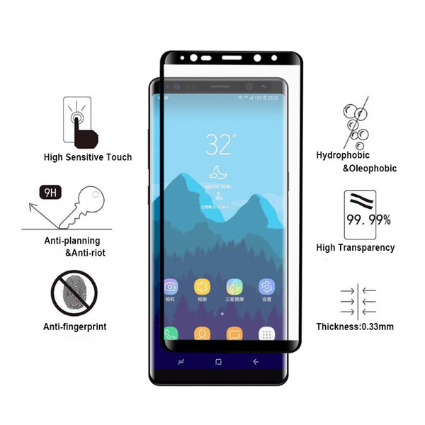 Factory Supply full glue protective film for samsung note 8 tempered glass 3d tempered glass