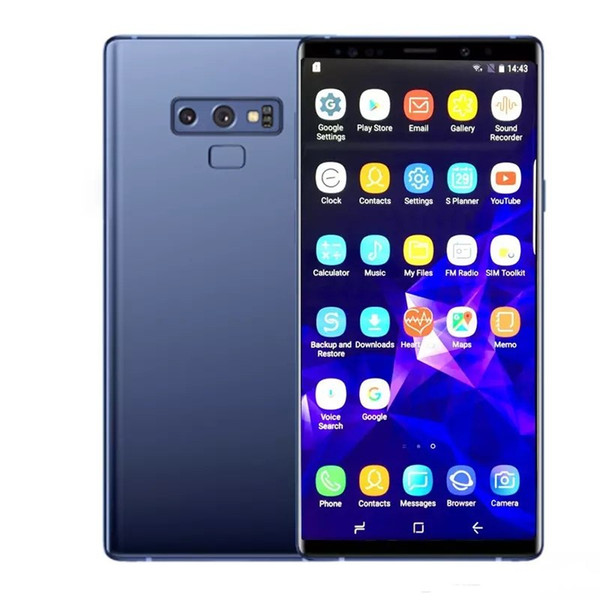 Free DHL Goophone10 plus Note 9 Cell Phone quad core 1GBram 16GBrom 6.4inch full Screen Show 128GB fake 4g lte android Smartphone Sealed box