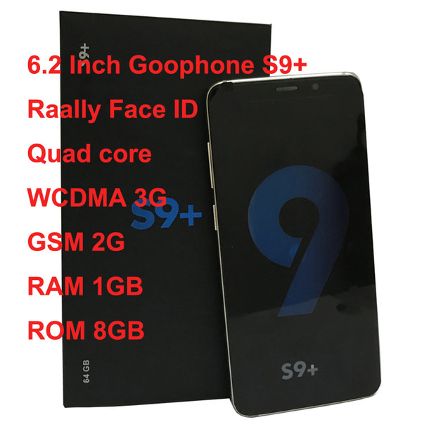 HD 6.2 Inch Goophone 9 Plus With WCDMA 3G GSM 2G Quad Core RAM GB ROM 8GB Android 7.0 Camera 8.0MP Really Face ID smart phone Show 6GB 128GB