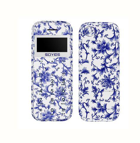 Soyes M11 Wood Shell Ultra Thin Mini Card Mobile Phone Pocket Students Low Radiation Cellphone Blue And White Porcelain Grain