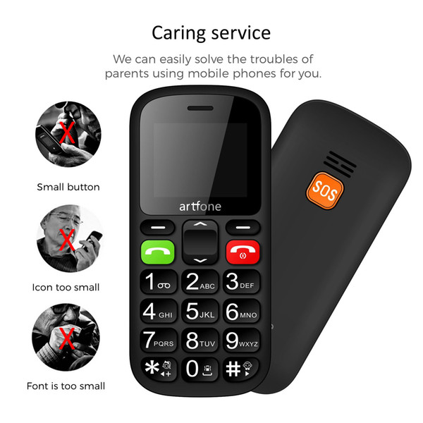 Artfone Senior Bar Phone with LCD Screen Display Big Key FM Radio GSM