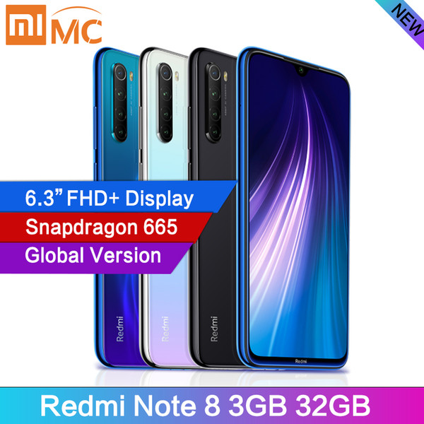 Global Version Xiaomi Redmi Note 8 48MP 4 Cameras 3GB RAM 32GB Smartphone Snapdragon 665 Octa Core 6.3