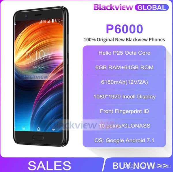 Original Blackview P6000 Smartphone Face Recognition Helio P25 Octa Core 5.5