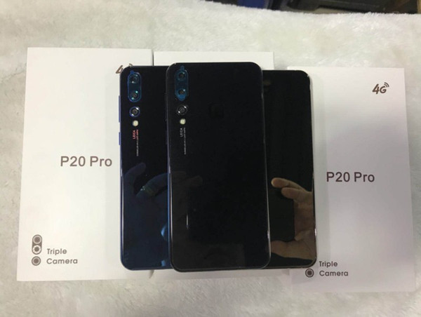 New arrived Curved screen P20 Pro 3 cameras Android8 P20pro 1GB/4GB Show fake 4GB RAM 128GB ROM Fake 4G LTE Unlocked Cell Phone Free ship