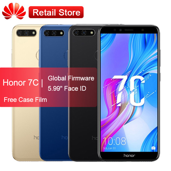 Original Huawei Honor 7C 3GB 32GB Face ID 5.99 inch Snapdragon 450 Octa Core Front 8.0MP Dual Rear Camera 3000mAh