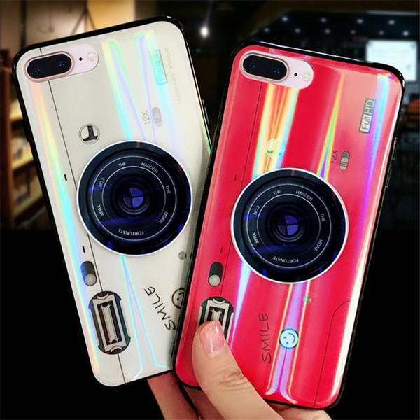 Creative Aurora Colorful Phone Case For iPhone 7/8/X TPU Phone Cover Cell Phone Protector With Holder Camera