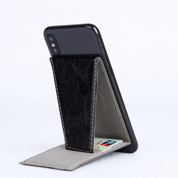 PU Leather Phone Back Holder Card Set For iPhone Smart Phone Portable Foldable Card Set Multifunctional Bits Credit Card Holder