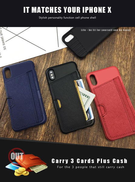 100pcs Brand New with High Quality For iphone X 8 7 6 plus Wallet Leather case Cover Fashion full protection TPU and leather case