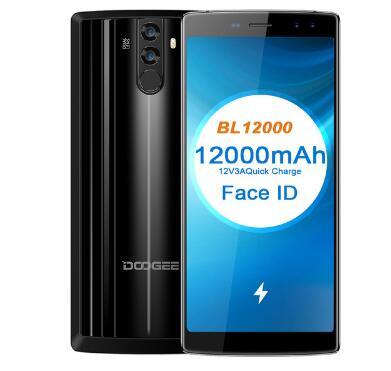 DOOGEE BL12000 Smartphone 6.0'' 18:9 4GB 32GB MTK6750T Octa Core 4 Cameras 16MP 13MP 12000mAh Fingerprint Face ID 4G OTG Phone