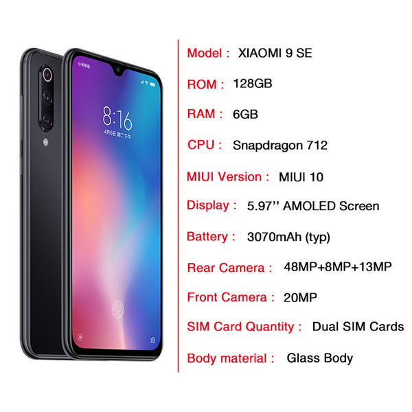 Original Global Version Xiaomi Mi 9 SE 6GB 64GB Snapdragon 855 48MP AI Triple Camera Mobile Phone Fingerprint Wireless Charging NFC