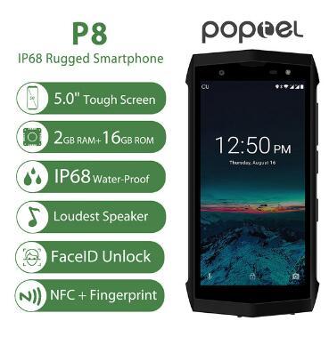 POPTEL P8 IP68 Waterproof Smartphone 5.0 Inch MTK6739 Quad Core 3750mAh 2GB+16GB 5MP+8MP Walkie Talkie NFC Android Mobile Phone