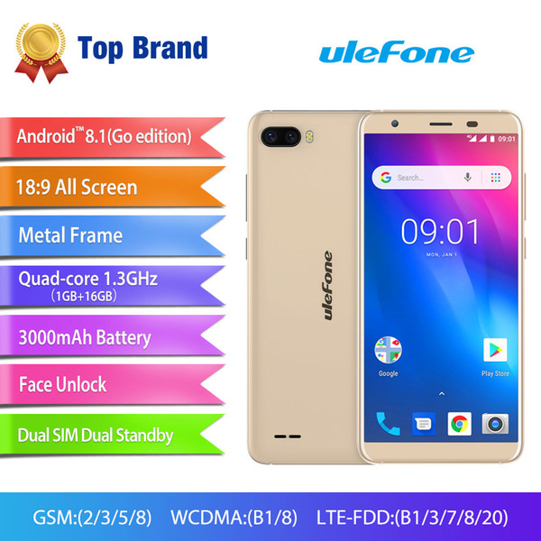 Ulefone S1 Pro 5.5inch Mobile Phone Android 8.1 MT6739 Quad Core GPS Face Unlocked RAM 1GB ROM 16GB Dual SIM LTE 4G Smartphones