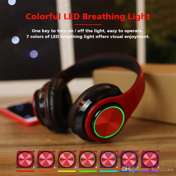 1 Piece!! Led Breathing Light Bluetooth Headphones With Foldable Headband 3.5mm Audio Cable Wireless Earphones Support TF Card Pk Marshall