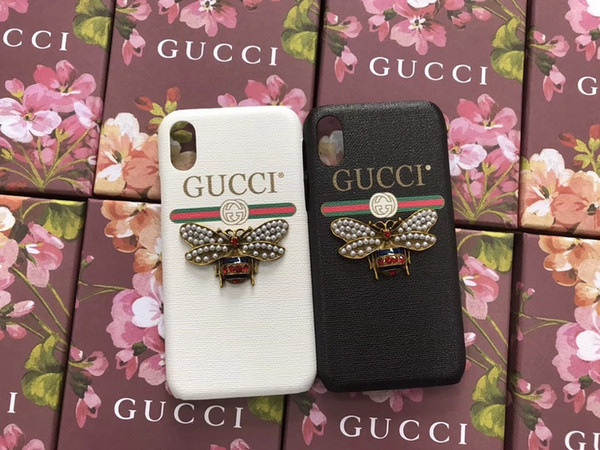 Bee Pu Leather Phone Cases New Designer for Iphone XR XS MAX X 6 S 7 8 plus Back Cover luxury brand Drop Shipping