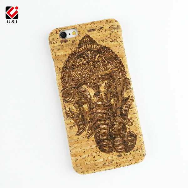 Ganesha Engraving Handmade U&I Real Cork Wood Case for iPhone 6 6S 6Plus 6SPlus 7 7Plus Back Cover Apple Capa Factory Custom Coque