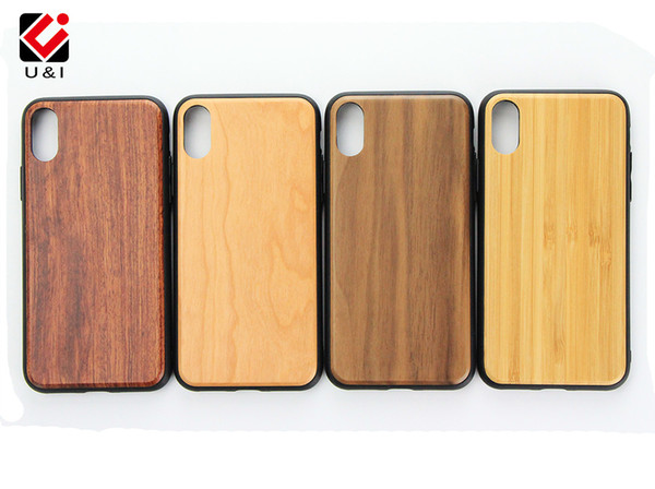 For iPhone X 8 Real Wood Bamboo Case Full TPU Protector Cell Phone Back Cover Custom U&I Wooden for Apple iPhone X 8