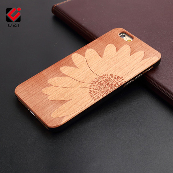 Handmade Flower Wood U&I Cover for iPhone 5 5S 6 6S 6Plus 7 7Plus Plus Phone Engrave Case Cherry Wood Elephant Carving Fatory