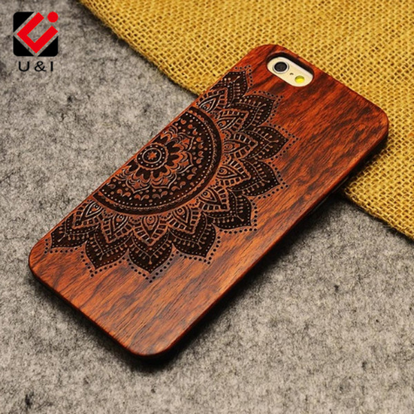 Luxury Mandala Wood Phone Case for iPhone x 5 5s 6 6s 6plus 7 7plus 8 plus Retro Flower Skull Protector Back Cover