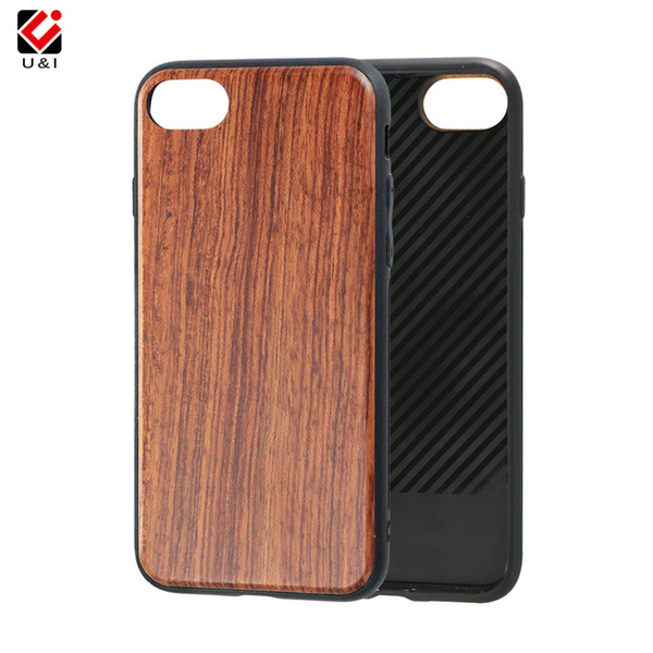 Beautiful thin wood case for iPhone 6 7 8 6s 6 s hybrid multi layer wood + hard pc back + soft tpu edge cover