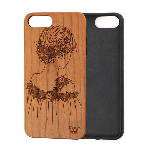 New Products Wooden Cell Phone Cases for iPhone 8 Printing Animal Pattern Full Protective Cover Case