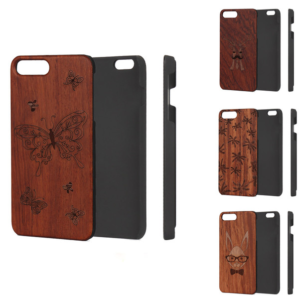 Retro Carving Pattern Wood Phone Case for IPhone 5 6 6plus 7 7plus Protective PC Back Cover Case