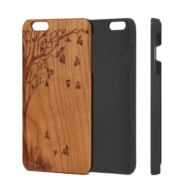 Unique Slim Cherry Wood PC Back Cover Case for Apple IPhone Protective Mobile Phone Case for IPhone