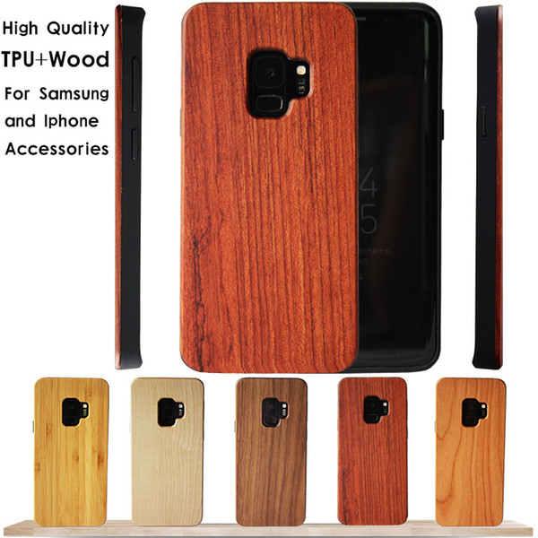 High Quality TPU Wood Phone Case For Samsung Galaxy S9 Note 9 S8 Plus Note 8 S7 edge Wooden Mobile Phone Bamboo Cover For Iphone X 7 8 6S