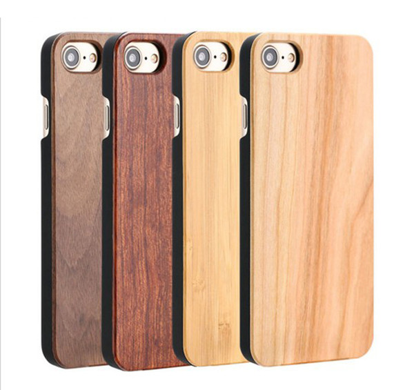 Brand New Phone Case Wooden For Iphone 6 6s 7 plus Bamboo Wood With PC Hard Back Cover For Samsung S6 S7 edge S8 Plus Free DHL