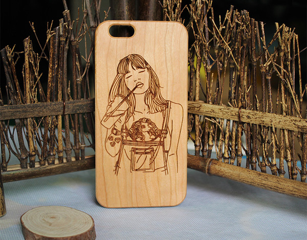 Wooden Laser Engraving Phone Case For iphone X 10 7 8 6s 6 plus Eco-friendly Wood TPU Protective Cover Cases For Samsung Galaxy S9 S8 S7 S6