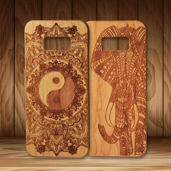 Luxury Wood Engraving Phone Case For Samsung Galaxy S8 S9 Plus S7 edge Note 8 Cherry Rosewood Nature Wooden Cover Cases For Iphone X 8 7 6