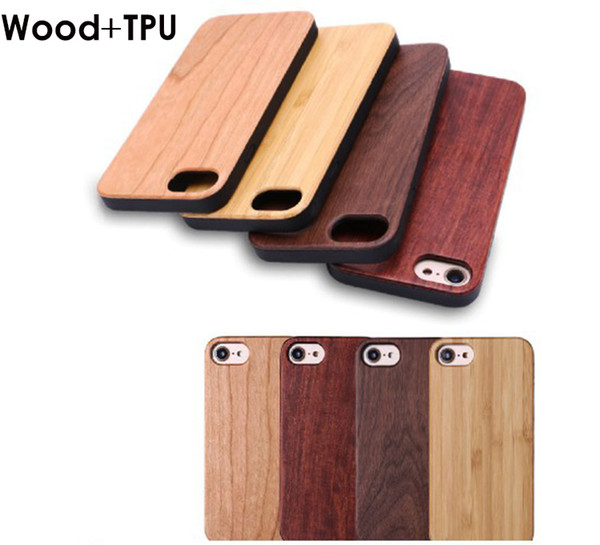 Cheap Wholesale Cell Phone Accessories Bamboo TPU Case For Iphone 7 8 plus X 6 6s 5s Natural Wood Phone Cover Wooden Cases For Samsung S9 S8