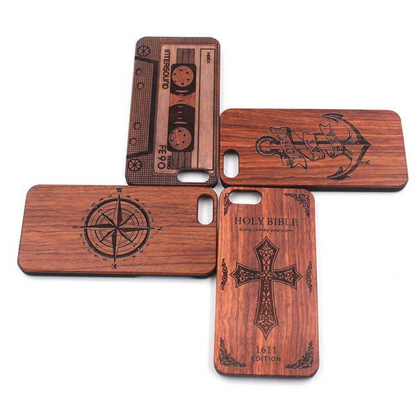 Unique Creative Carving Wooden Cases For iphone X 10 7 8 Plus 6 6s 5s Customized Logo Bamboo Wood PC Mobile Phone Case Cover For Samsung S9