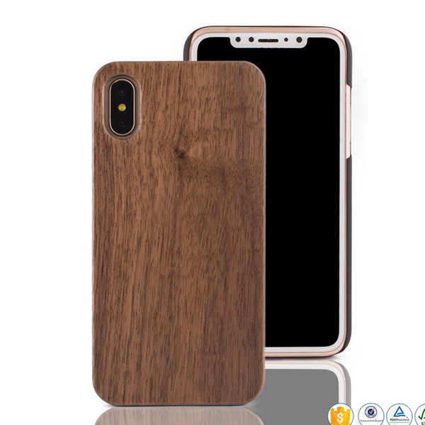 Popular Creative Real Wood Case For iphone X 10 7 8 PLUS 6 6S 5 5s Plain Color Walnut Wooden Bamboo Hard Cover Bumber Case For Samsung S8 S9