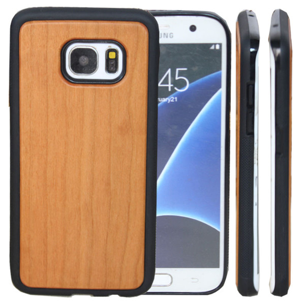 Fast Shipping Real Wood Phone Cases Cover For Samsung Galaxy S9 S9 plus S8 S7 edge Note 8 Shockproof TPU + Bamboo Wooden Cover For iphone x