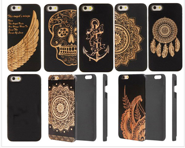 2018 Design Black Bamboo Wood Case For iphone 8 plus 7 6 6s X Stylish Engrave Wood Phone Cover For Samsung S9 S7edge S8 Note8