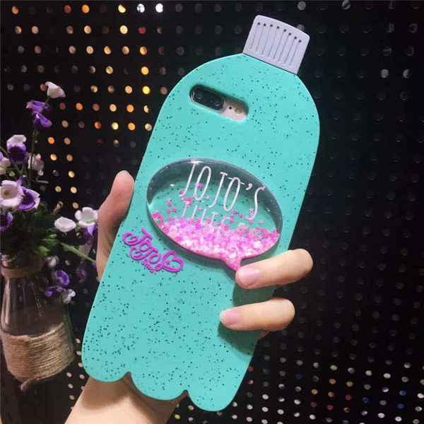 Peacock Blue Color Beverage Bottle Quicksand Design Soft Rubber Silicone Shockproof Unbreakable Phone Case For iPhone Case