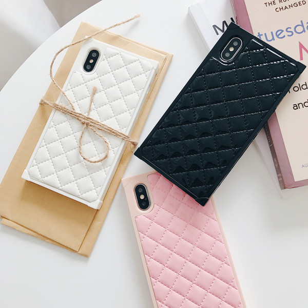 Grid leather Cases For iphone 7plus Diamond lattice back Cover For iphone 8Plus Rhombic sheepskin for iPhone 7 Plus