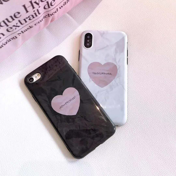 Love Hearts Paper Pattern Printed Clear Design Back Case with TPU Bumper Protective Case Cover for iPhone 6 6S 7 8 Plus X