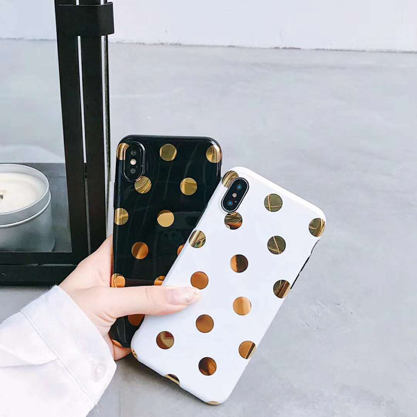 Ins Cute Fashion Simple Style All Over Golden Dot Pattern Mirror suface Design Case for iPhone 6 6S 7 8 Plus X