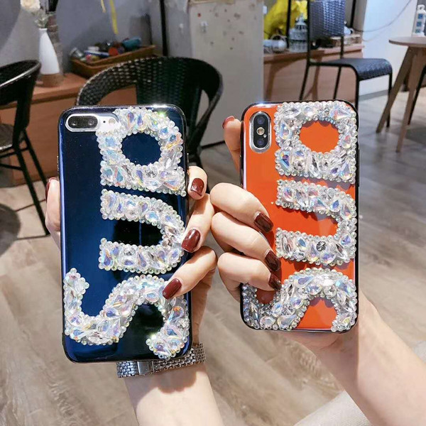 Luxury Bling Glitter Sparkle Dazzling mirror surface Blue Orange sup Plastic Case for iphone X/6/7/8 Plus Cover for Girls