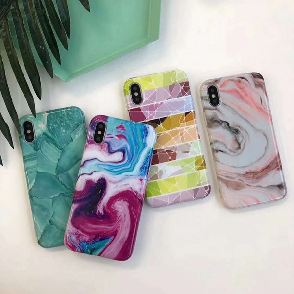 Marble Stone Pattern Colorful Design Pretty Style Full Print Smooth Durable IMD Soft TPU Cover Case for for iPhone 6 6S 7 8 Plus