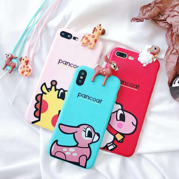 Super Cute Funny Sweet 3D Cartoon Squishy TPU Silicone Bumper Back Phone Cover Case for iPhone 6 6S 7 8 Plus X