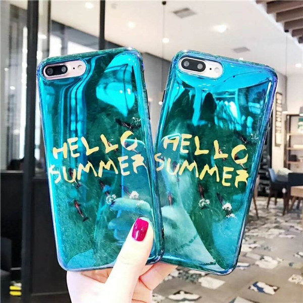 Beautiful Swimming pool Sea Scene Slim TPU Back English Letter Protective Cover Case for iPhone 6 6S 7 8 Plus X