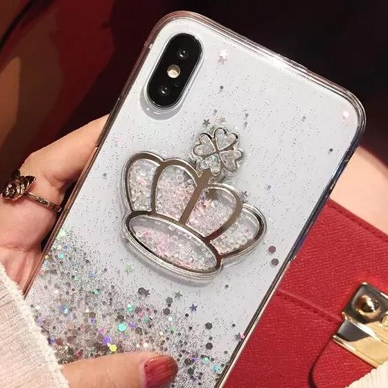 Lovely Bling Crown Transparent Clear Untra Thin Full Protective Case Cover for iPhone 6 6S 7 8 Plus X