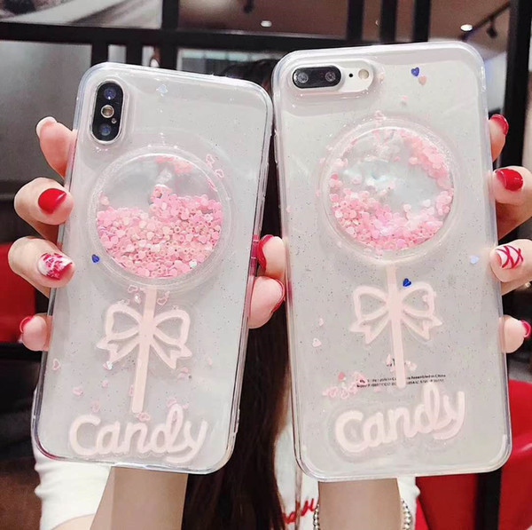 3D Cute Cartoon Case Lollipop Transparent Clear Crystal TPU Practical Protective Back Case Cover for iPhone 6 6S 7 8 Plus X