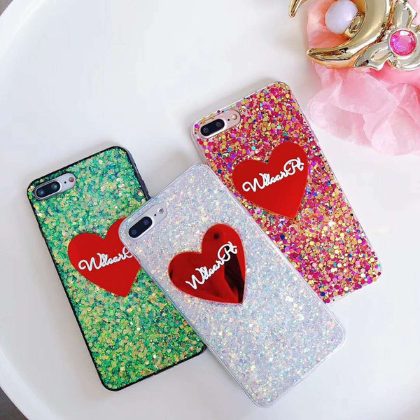 Heart Shape Case Twinkle Little Stars Shiny Bling Glitter Sparkle TPU Case for iPhone 6 6S 7 8 Plus X Gift for Girl