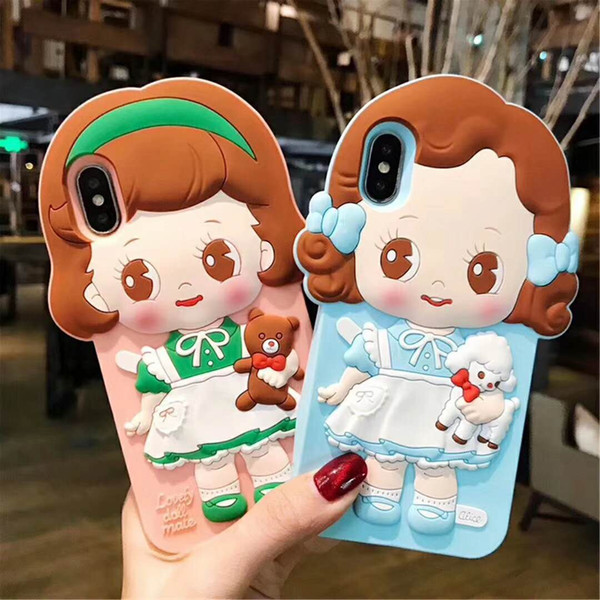 Cartoon Cute Flexible doll Silicone Rubber Soft Silicone Gel Skin Flexible Bumper 3D Protective Case for iphone X/6/7/8 Plus