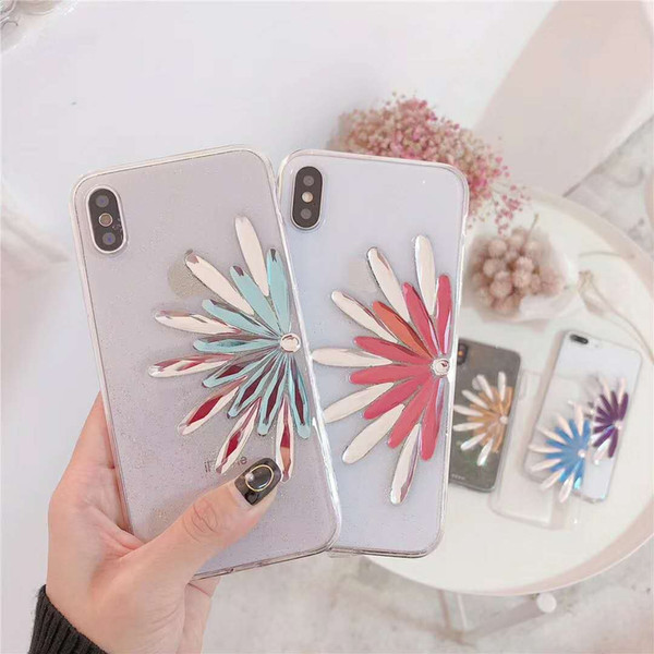 Colorful Flower Glass Petal Mirror surface Design TPU Cover for Girls Kids Bumper Back Case for iphone X/6/7/8 Plus