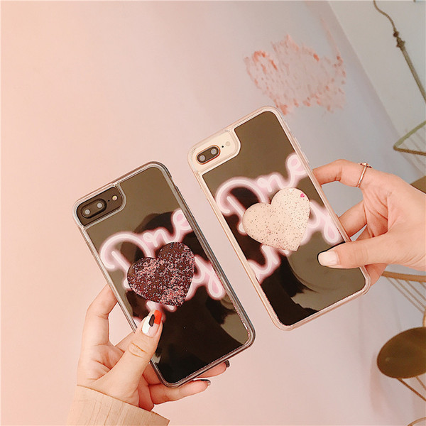 Waterfall Liquid 3D Glitter Quicksand Dazzling Heart Movable Falling Flowing Bling Sparkles Case for iPhone X 6/7/8 plus